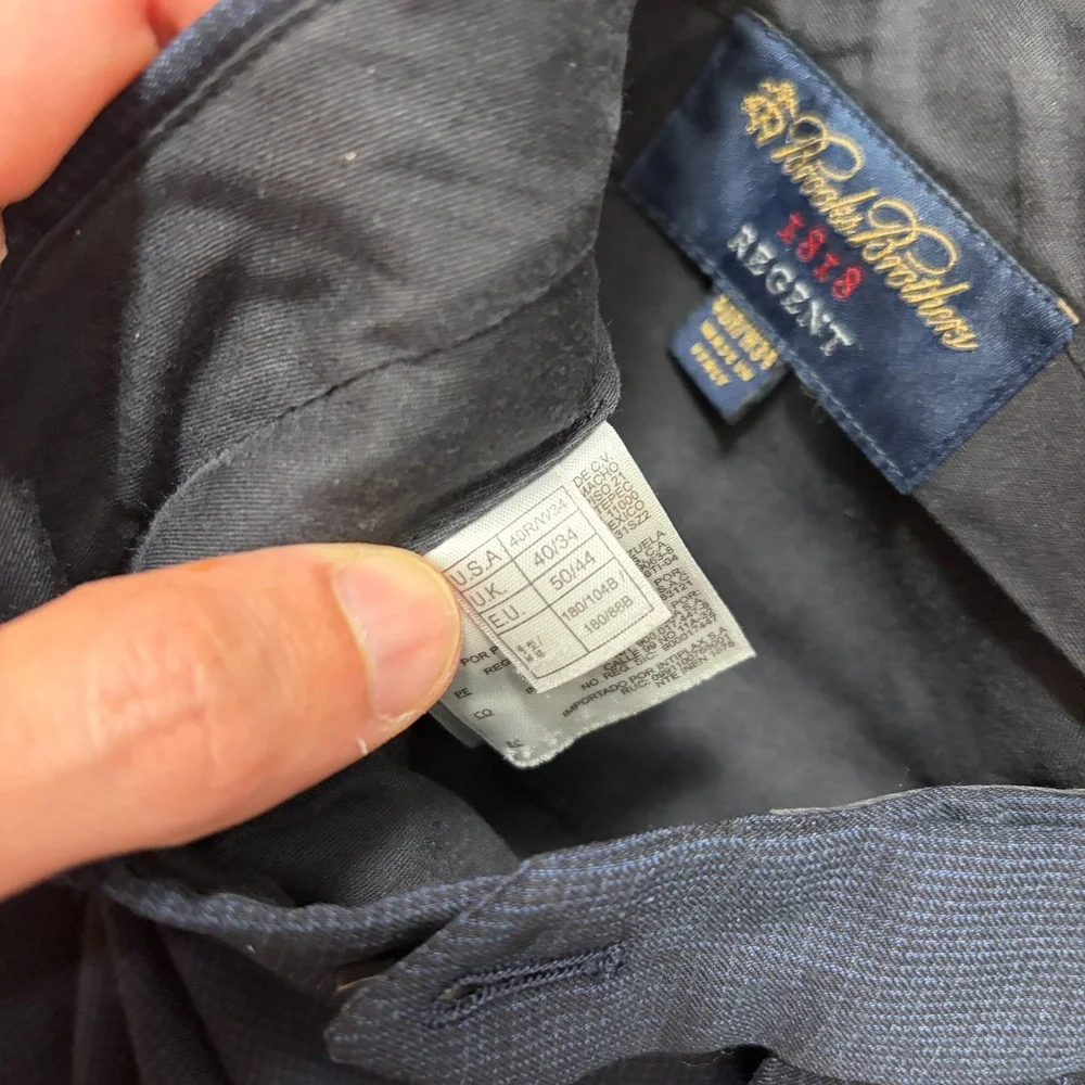 Brooks Brothers 1818 Regent Mens Suit Pants 40R W34 Navy Wool Reda Made in Italy